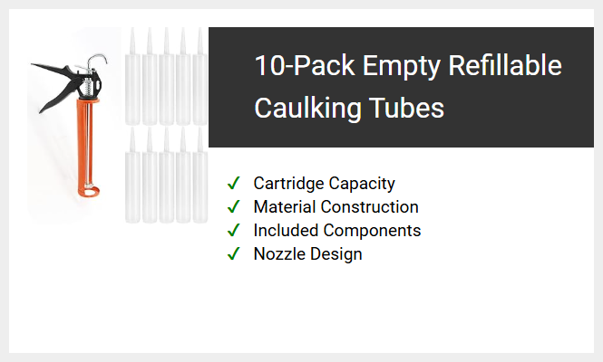 10-Pack Empty Refillable Caulking Tubes
