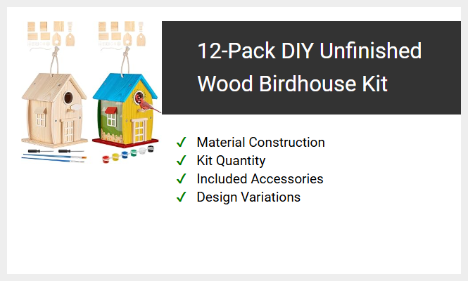 12-Pack DIY Unfinished Wood Birdhouse Kit