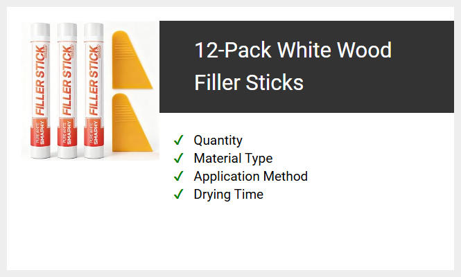 12-Pack White Wood Filler Sticks