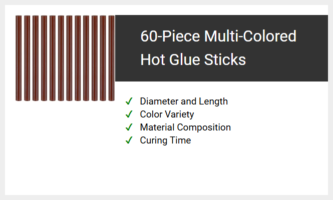 60-Piece Multi-Colored Hot Glue Sticks