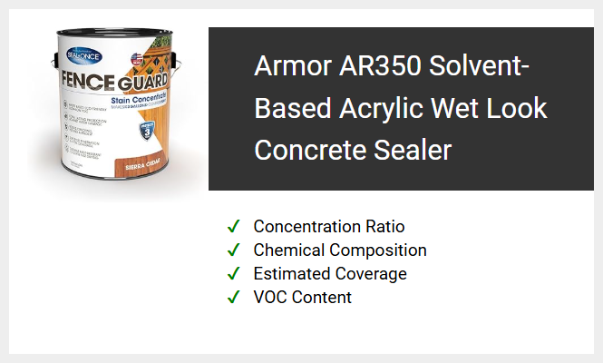 Armor AR350 Solvent-Based Acrylic Wet Look Concrete Sealer