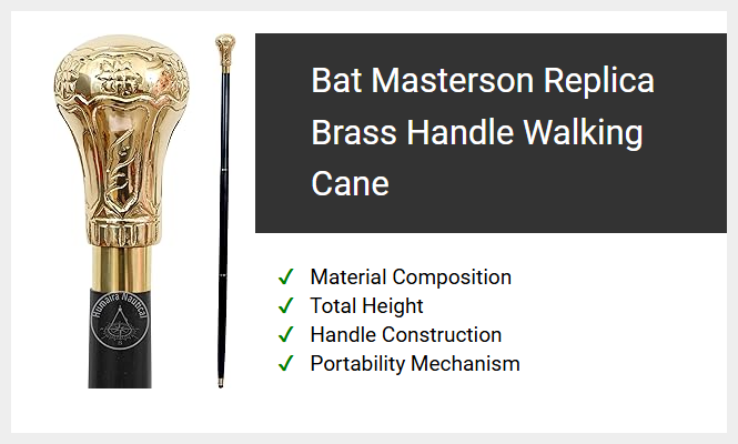 Bat Masterson Replica Brass Handle Walking Cane
