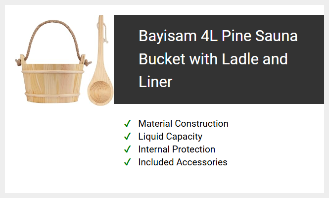 Bayisam 4L Pine Sauna Bucket with Ladle and Liner