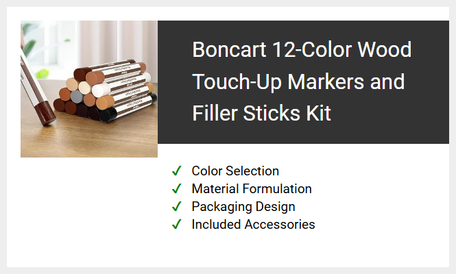 Boncart 12-Color Wood Touch-Up Markers and Filler Sticks Kit