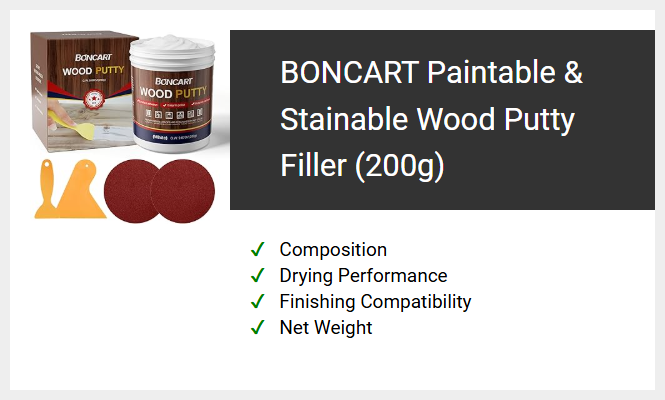 BONCART Paintable & Stainable Wood Putty Filler (200g)