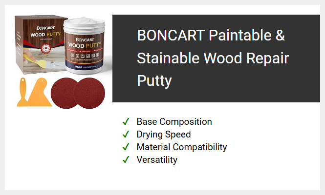 BONCART Paintable & Stainable Wood Repair Putty