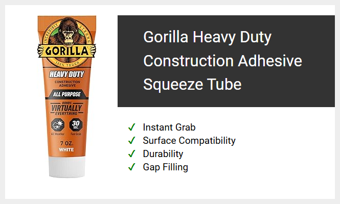 Gorilla Heavy Duty Construction Adhesive Squeeze Tube
