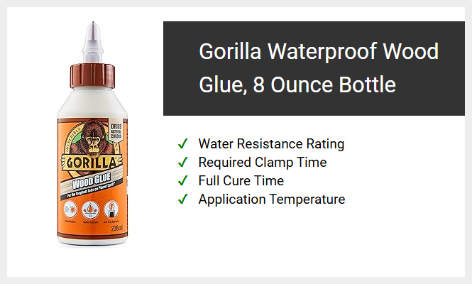 Gorilla Waterproof Wood Glue, 8 Ounce Bottle
