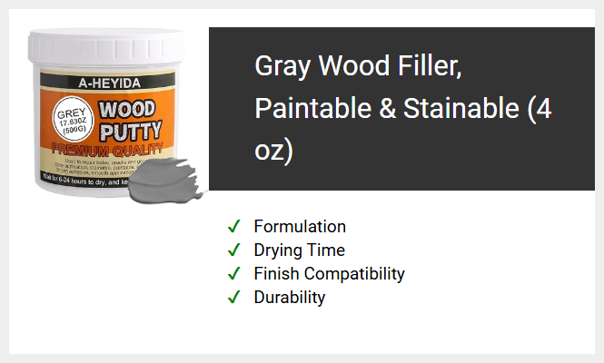 Gray Wood Filler, Paintable & Stainable (4 oz)
