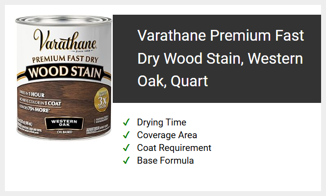 Varathane Premium Fast Dry Wood Stain, Western Oak, Quart