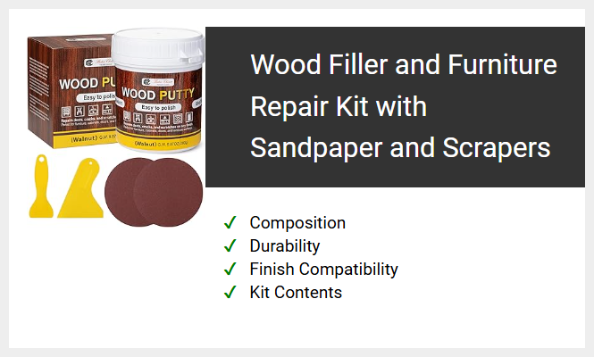 Wood Filler and Furniture Repair Kit with Sandpaper and Scrapers