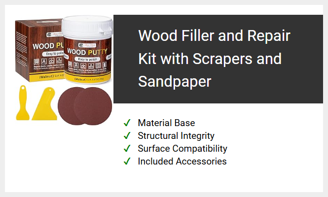 Wood Filler and Repair Kit with Scrapers and Sandpaper