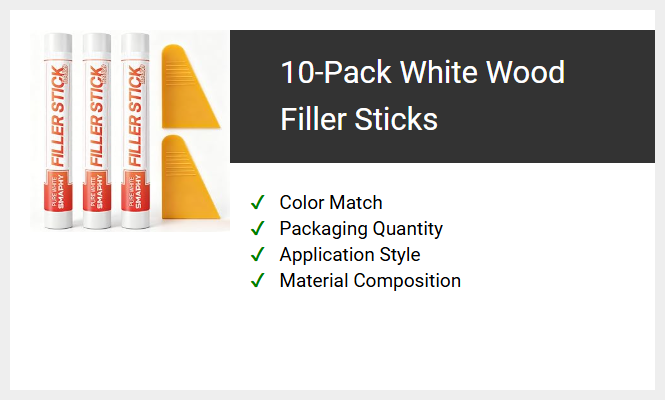 10-Pack White Wood Filler Sticks
