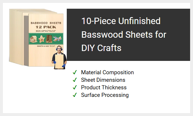 10-Piece Unfinished Basswood Sheets for DIY Crafts