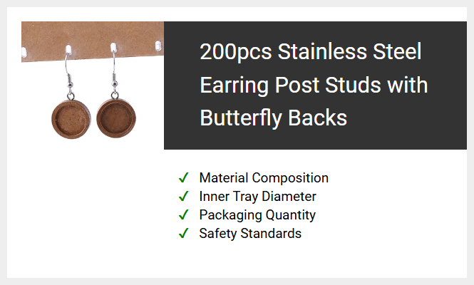 200pcs Stainless Steel Earring Post Studs with Butterfly Backs