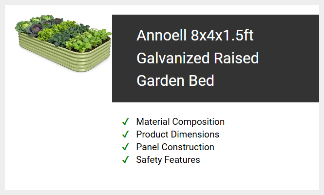 Annoell 8x4x1.5ft Galvanized Raised Garden Bed