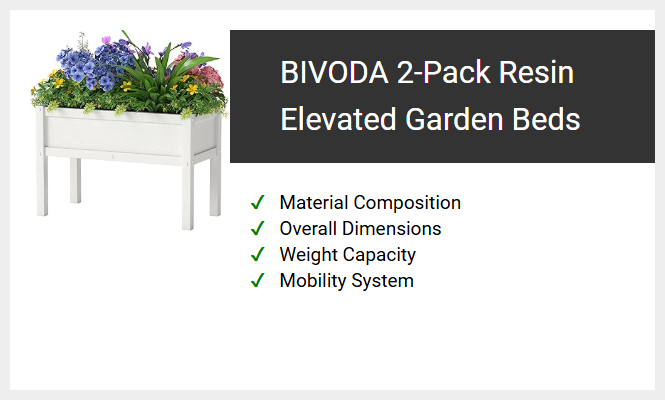 BIVODA 2-Pack Resin Elevated Garden Beds