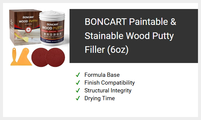BONCART Paintable & Stainable Wood Putty Filler (6oz)