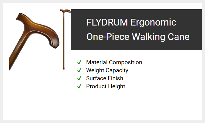 FLYDRUM Ergonomic One-Piece Walking Cane