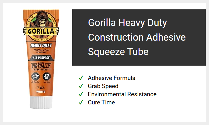 Gorilla Heavy Duty Construction Adhesive Squeeze Tube