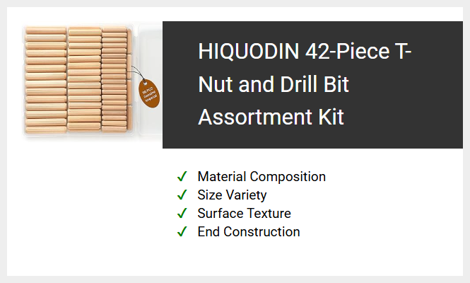 HIQUODIN 42-Piece T-Nut and Drill Bit Assortment Kit