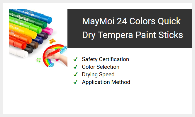 MayMoi 24 Colors Quick Dry Tempera Paint Sticks