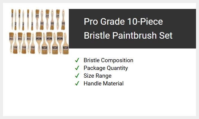 Pro Grade 10-Piece Bristle Paintbrush Set