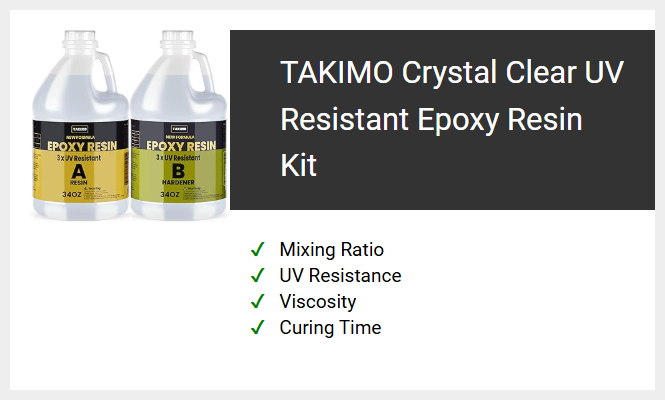 TAKIMO Crystal Clear UV Resistant Epoxy Resin Kit