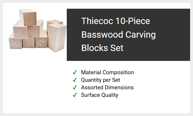Thiecoc 10-Piece Basswood Carving Blocks Set