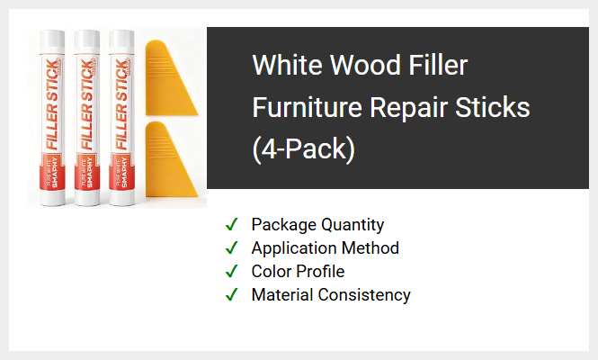 White Wood Filler Furniture Repair Sticks (4-Pack)