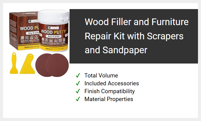 Wood Filler and Furniture Repair Kit with Scrapers and Sandpaper