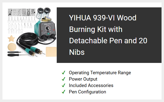 YIHUA 939-VI Wood Burning Kit with Detachable Pen and 20 Nibs