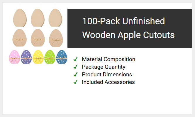 100-Pack Unfinished Wooden Apple Cutouts