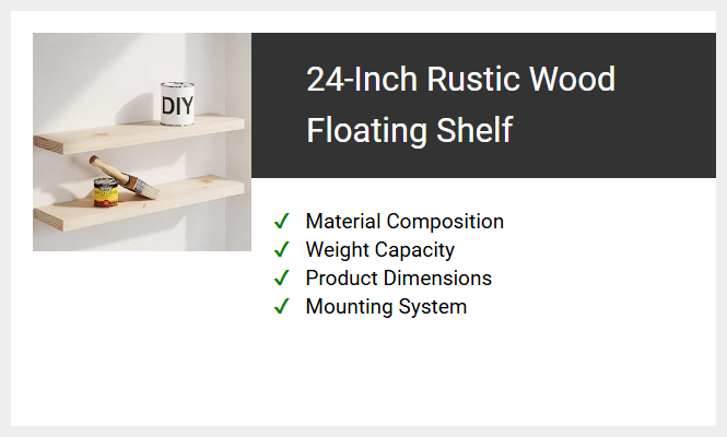 24-Inch Rustic Wood Floating Shelf
