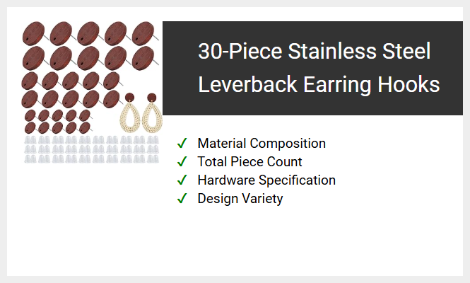 30-Piece Stainless Steel Leverback Earring Hooks