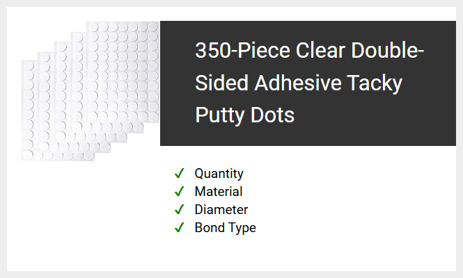 350-Piece Clear Double-Sided Adhesive Tacky Putty Dots