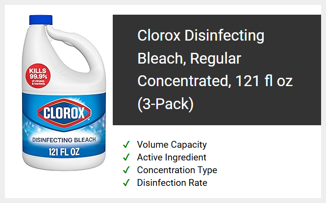 Clorox Disinfecting Bleach, Regular Concentrated, 121 fl oz (3-Pack)