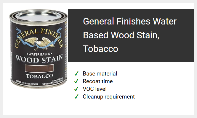 General Finishes Water Based Wood Stain, Tobacco