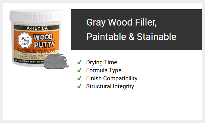 Gray Wood Filler, Paintable & Stainable