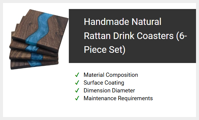 Handmade Natural Rattan Drink Coasters (6-Piece Set)
