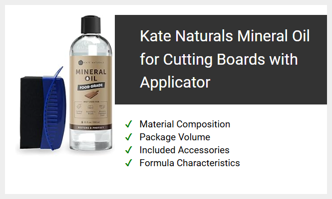 Kate Naturals Mineral Oil for Cutting Boards with Applicator