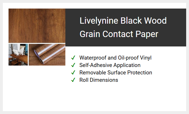 Livelynine Black Wood Grain Contact Paper