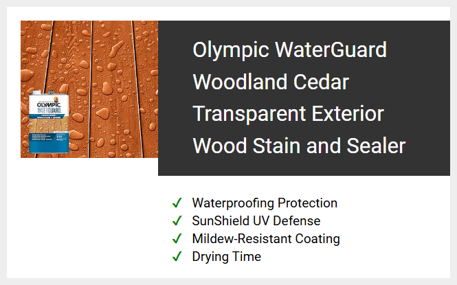 Olympic WaterGuard Woodland Cedar Transparent Exterior Wood Stain and Sealer
