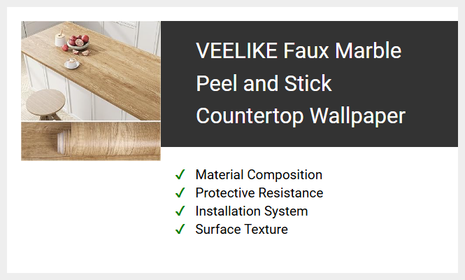 VEELIKE Faux Marble Peel and Stick Countertop Wallpaper