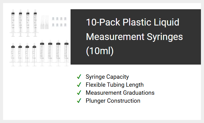 10-Pack Plastic Liquid Measurement Syringes (10ml)