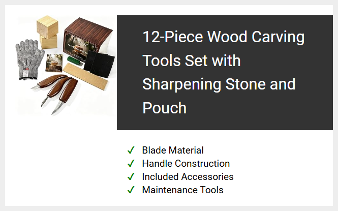 12-Piece Wood Carving Tools Set with Sharpening Stone and Pouch