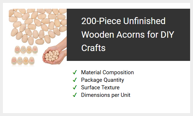 200-Piece Unfinished Wooden Acorns for DIY Crafts