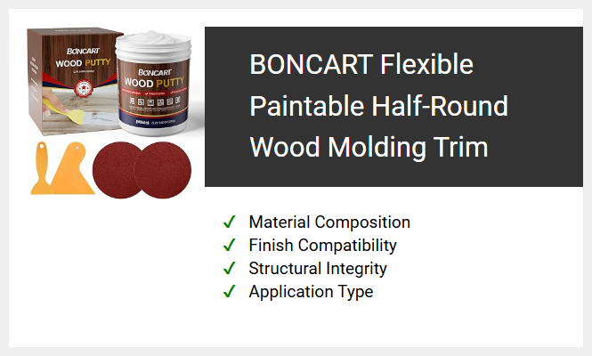 BONCART Flexible Paintable Half-Round Wood Molding Trim