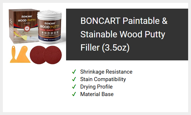 BONCART Paintable & Stainable Wood Putty Filler (3.5oz)