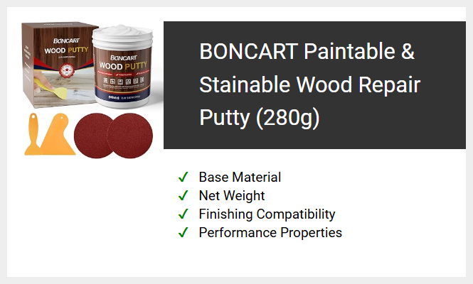BONCART Paintable & Stainable Wood Repair Putty (280g)